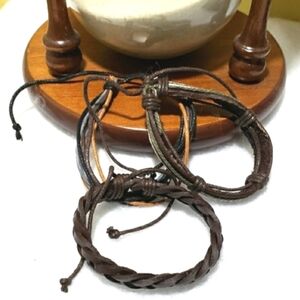 NEW 3 Leather Men's Adjustable Bracelets